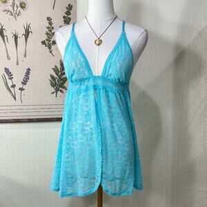 Victorias Secret Sheer Lace Open Front Babydoll Dress Top Dolly Sexy Romantic M